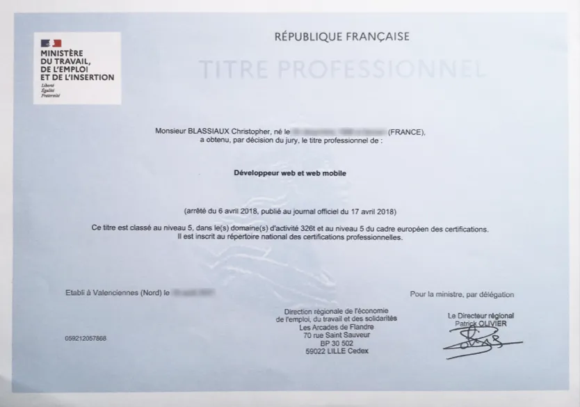 Formateur diplomé en développement web 